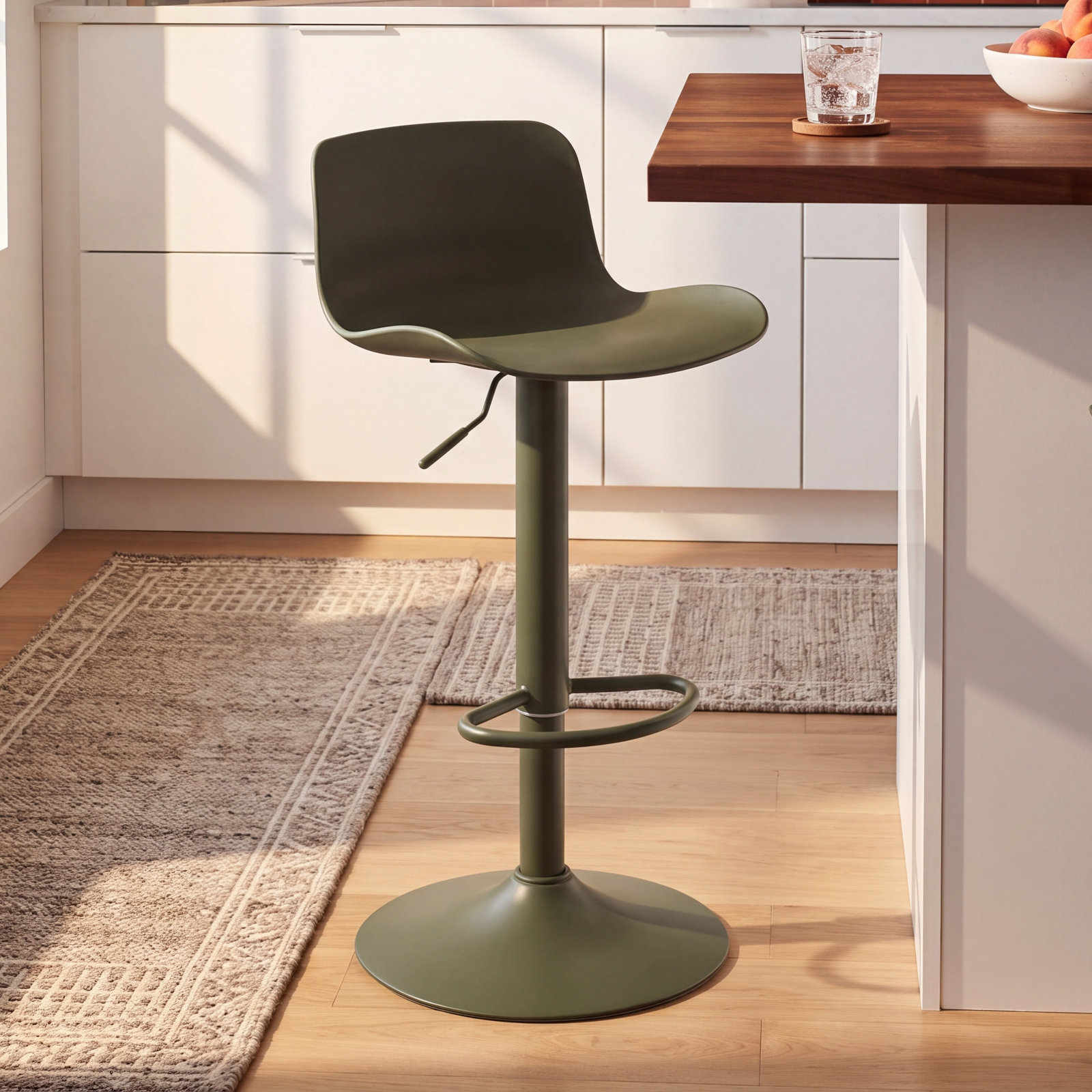 Meli Swivel Bar Stool, Green