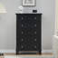 Commode 5 tiroirs en bois avec poignées en métal, commode haute avec tiroirs profonds, pour la chambre à coucher, le salon ou le vestibule
