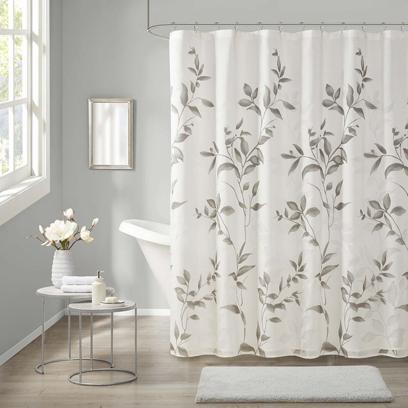 Cecellia Botanical Shower Curtain, Gray