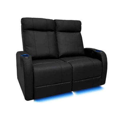Sièges de cinéma Valencia Piacenza | Cuir fleur de qualité supérieure Nappa 9000, fauteuil inclinable électrique, appui-tête électrique, éclairage à DEL (rangée de 3 causeuses à droite, noir)