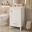 Meuble-lavabo moderne de 50 cm (20 pouces) avec lavabo en céramique, tiroir et porte à fermeture amortie, organisateur de porte à double compartiment et pieds réglables.-1329485699