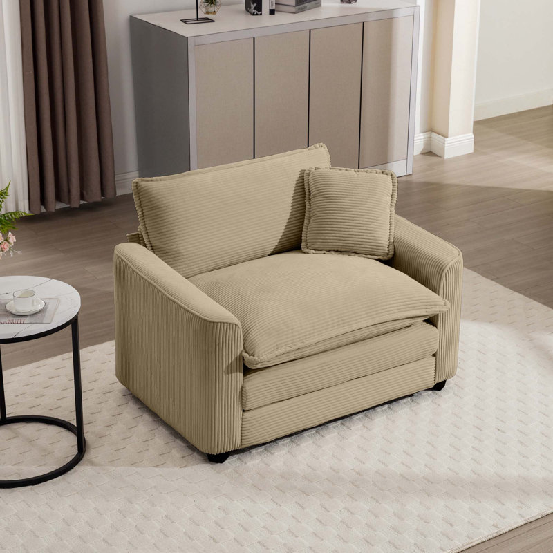 Fauteuil d'appoint simple en velours côtelé, Tanné