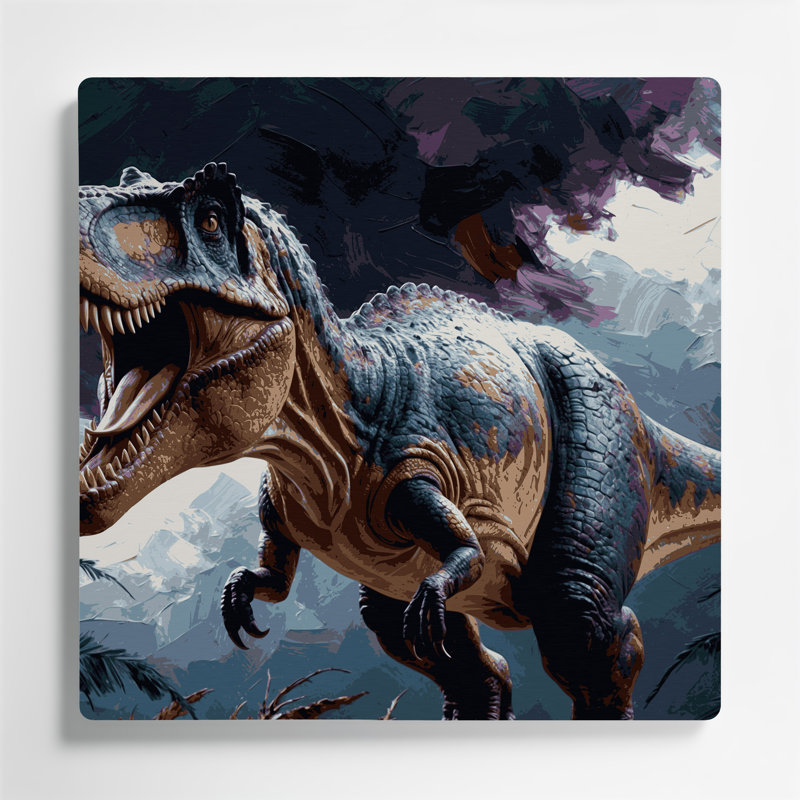 «Dinosaur Allosaurus», art mural en métal noir, H 16 po x l 16 po