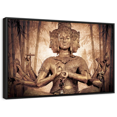 Statue dorée du dieu Brahma, reproduction sur toile