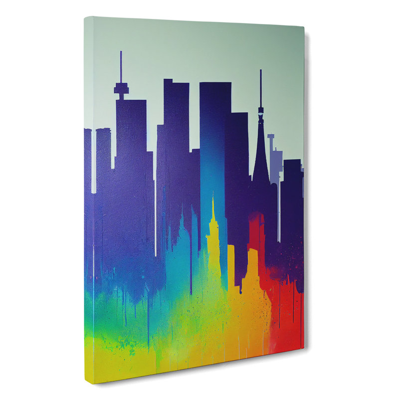 XC1022-1554X Colourful City Skyline No.5 Abstract - Wrapped Canvas Print, 50cm H x 35cm W x 3cm D