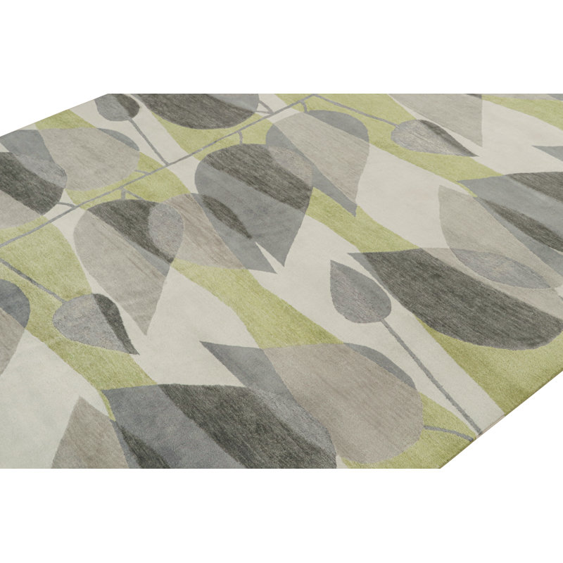 Hand Knotted Geometric Area Rug, Rectangle 10' x 14'