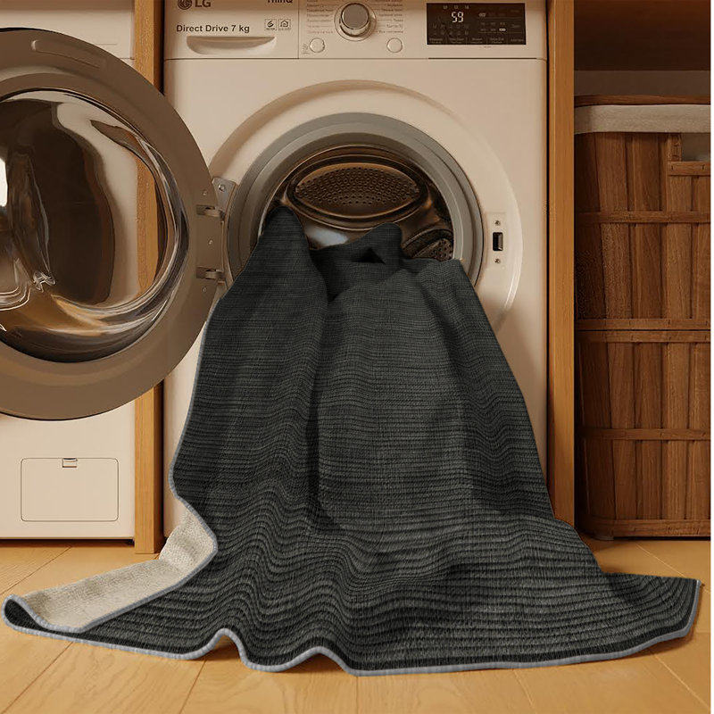 Machine Washable Solid Brown Area Rug, Round 3'