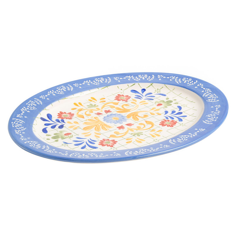 Hand Painted Dinnerware Set, Oval Platter (13.8"), Assorted
