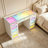 Vanity Desk with Lights RGB Color 11 Oval Glass Fronted Drawers with Crystal Handles Type C & USB Charger for Bedroom