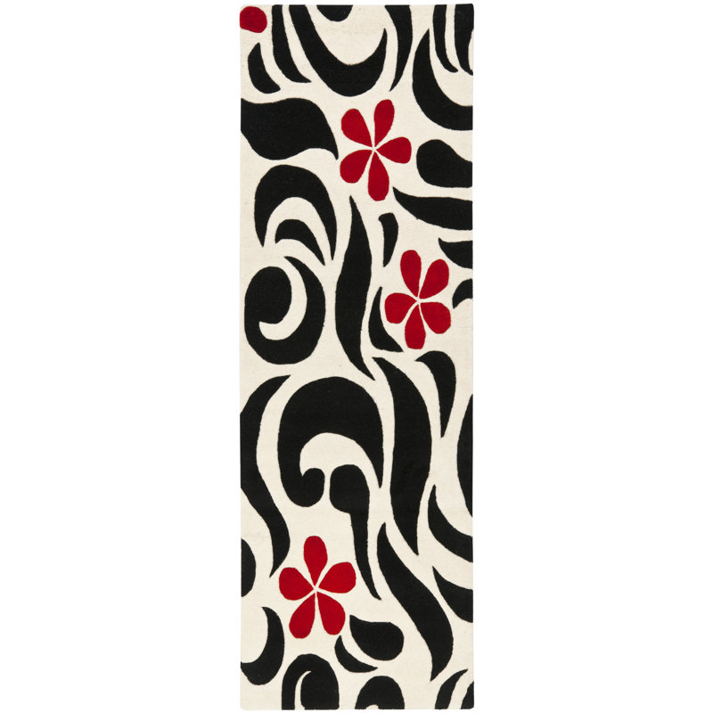 Avayah Hand Tufted Wool And Viscose Floral Rug, Runner 2'6" x 12'
