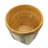 Set Of 2 White And Brown Cement Planters With V Pattern, L:D10x8"  S:D8x6.5"