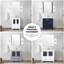 Bleu marine 36 po Large meuble-lavabo simple avec armoire latérale, robinet et teinture - Cinq tiroirs supérieurs, surface intérieure