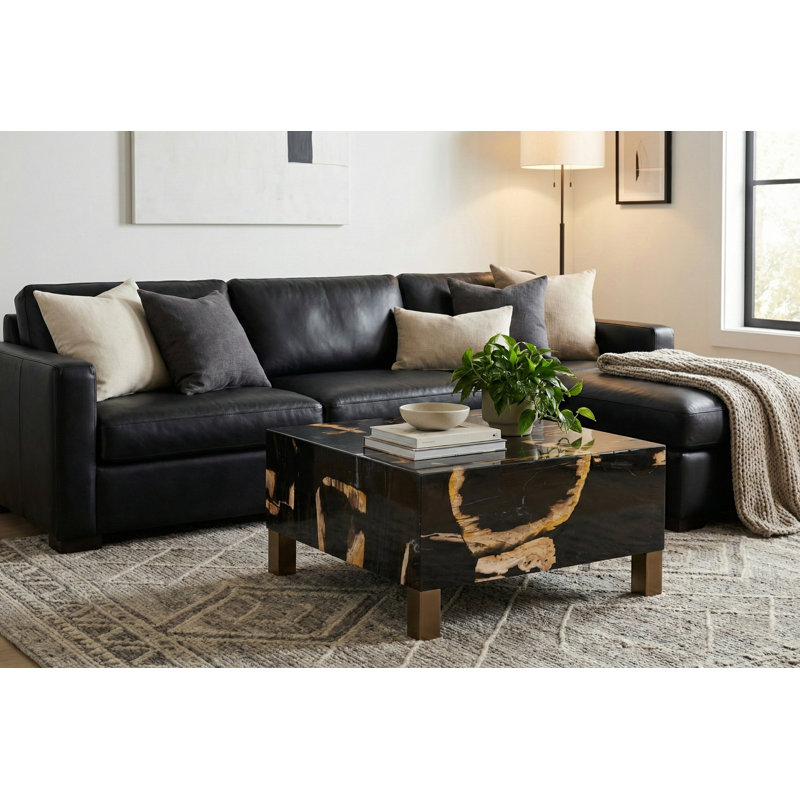 Petramosaic Coffee Table, With Brass Legs