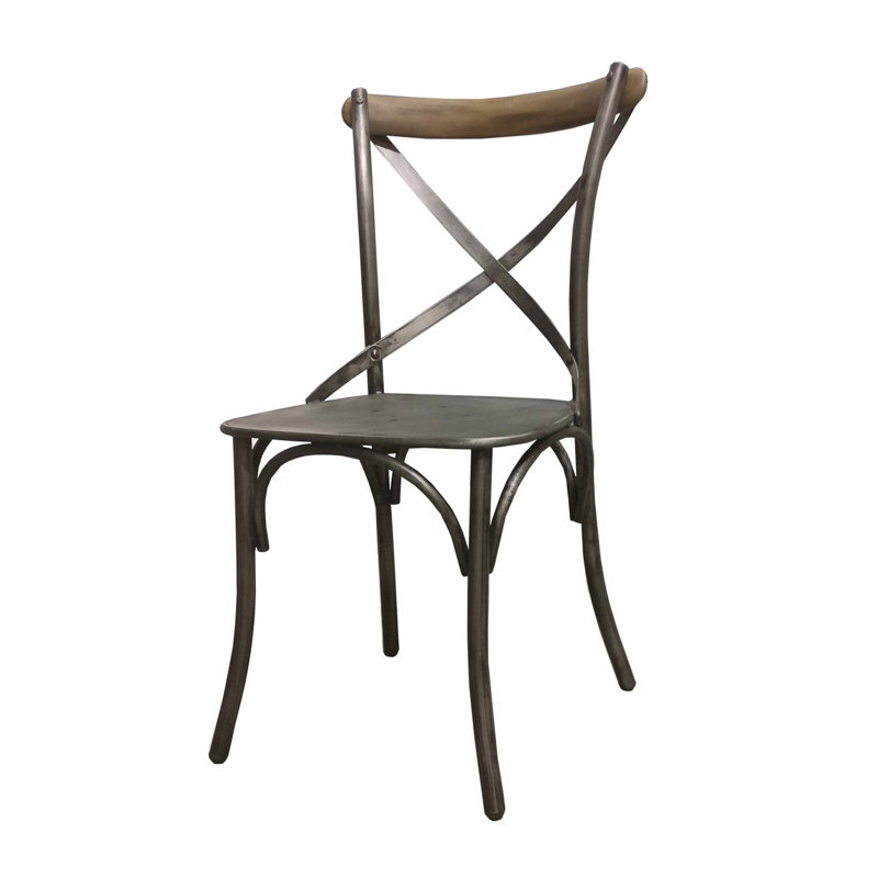 Chaises de salle à manger en métal avec coussin de siège Hickey, Bleu paon