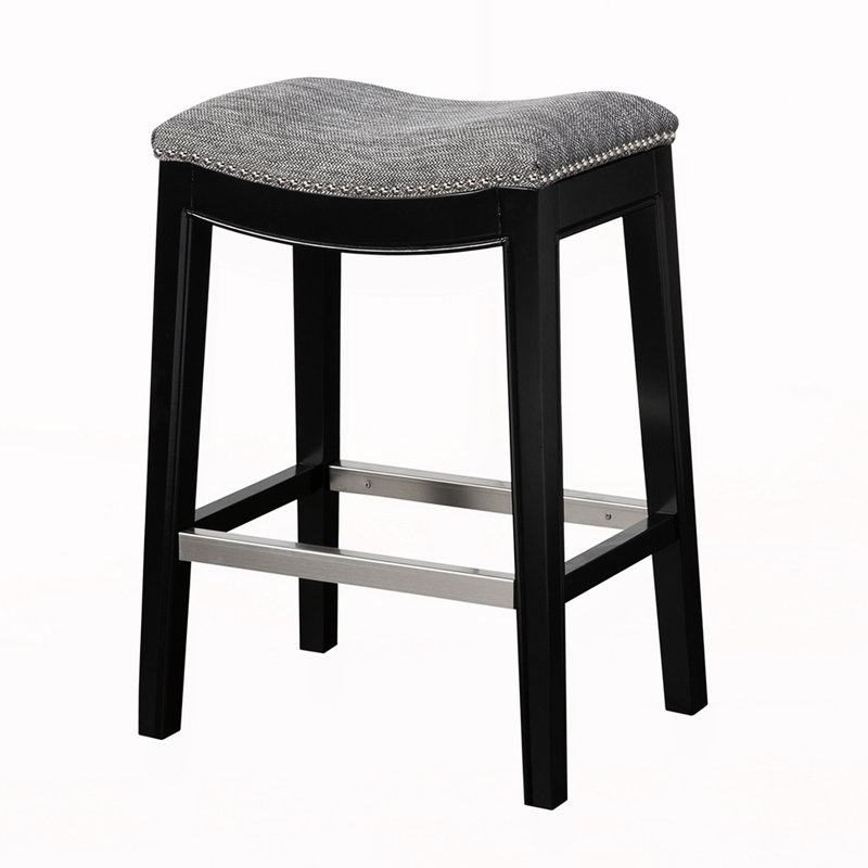 Tabouret de comptoir Saddle, Gris, Noir