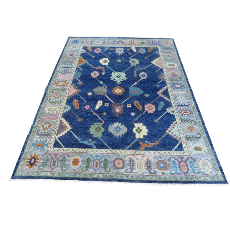 Tapis bleu marine unique de 9 pi x 12 pi 1 po