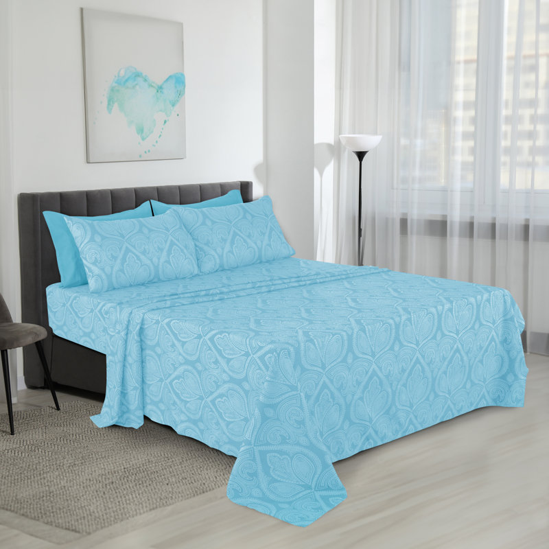 Ensemble de draps en microfibre Lux Hotel, Ensemble de draps pour lit double + un drap-housse, Bleu
