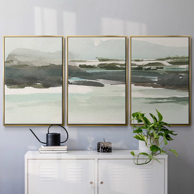 Turquoise Marsh I, reproduction encadrée sur toile 3 pièces