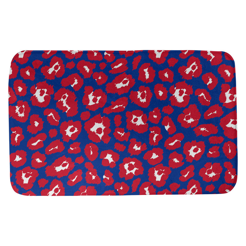 Tapis pour salle de bain Jacksonville, H 0,5 po x l 17 po x L 24 po, Blue/Off White/Red