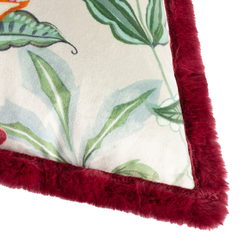 Floral Red Square Cushion, Pillow Cover Only - No Insert