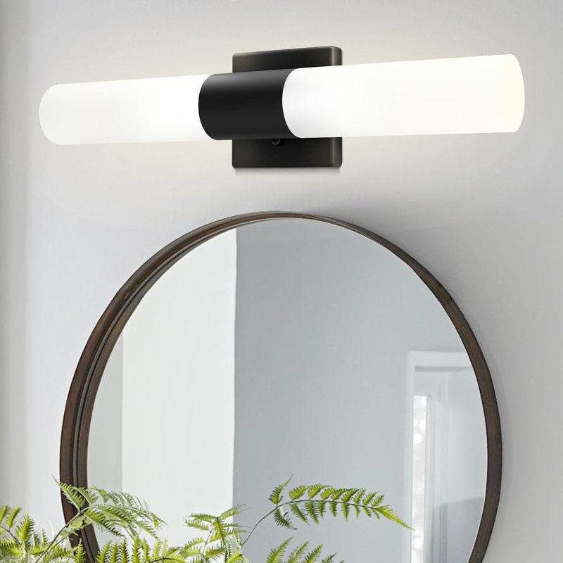 Modern Bathroom Wall Sconce Light Fixture With Frosted Glass Shade, 21 Inch Vanity Lighting For Bathroom Living Room Bedroom, Horizontal Or Vertical Mount, E26 Base Compatible
