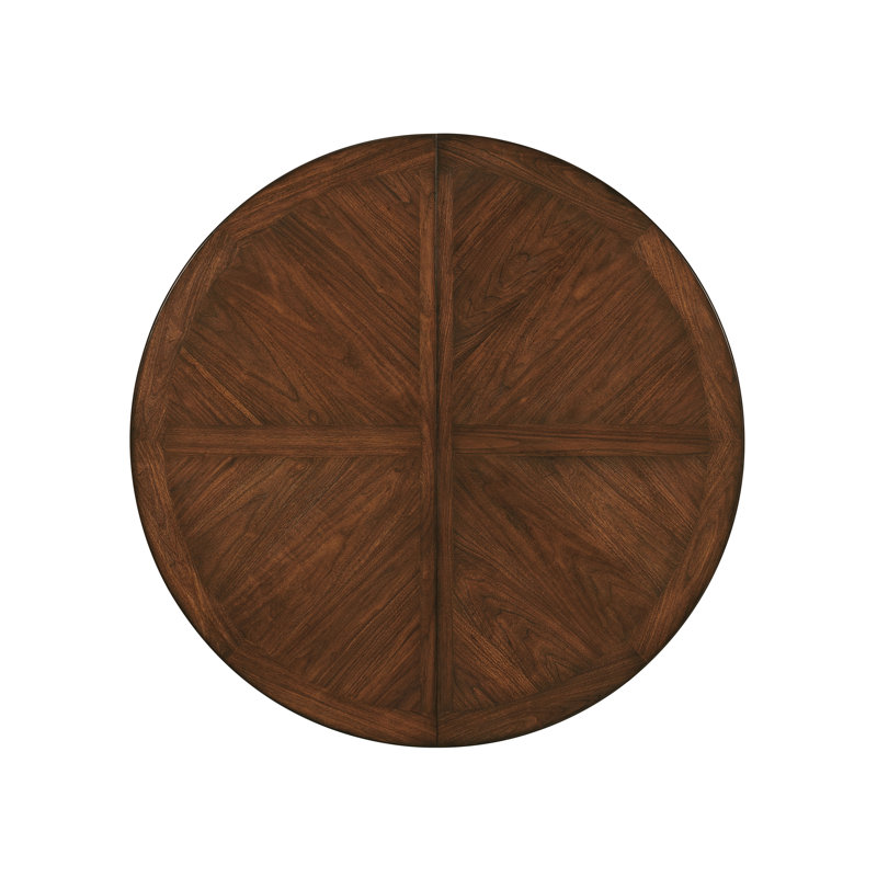 58" Brown Walnut Extendable Round Dining Table