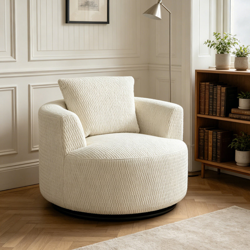 Chaise d'appoint pivotante à 360 °, chaise rembourrée Spring - crème