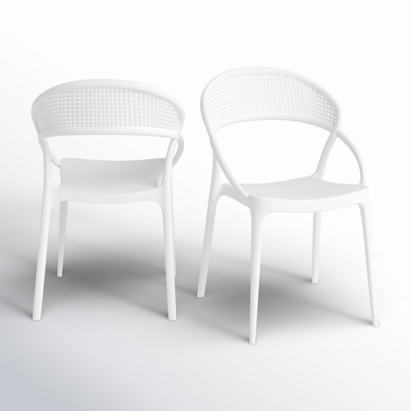 Farrah Stacking Patio Dining Armchair, White