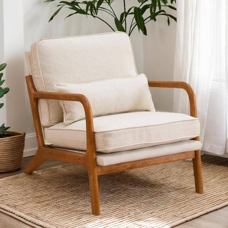 Fauteuil d'appoint de style moderne Mid-Century avec coussins Karl Home