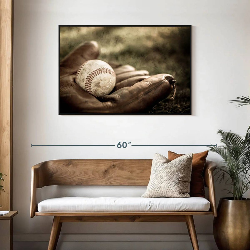 Baseball On Glove, Floating Frame Black, 43" X 29"