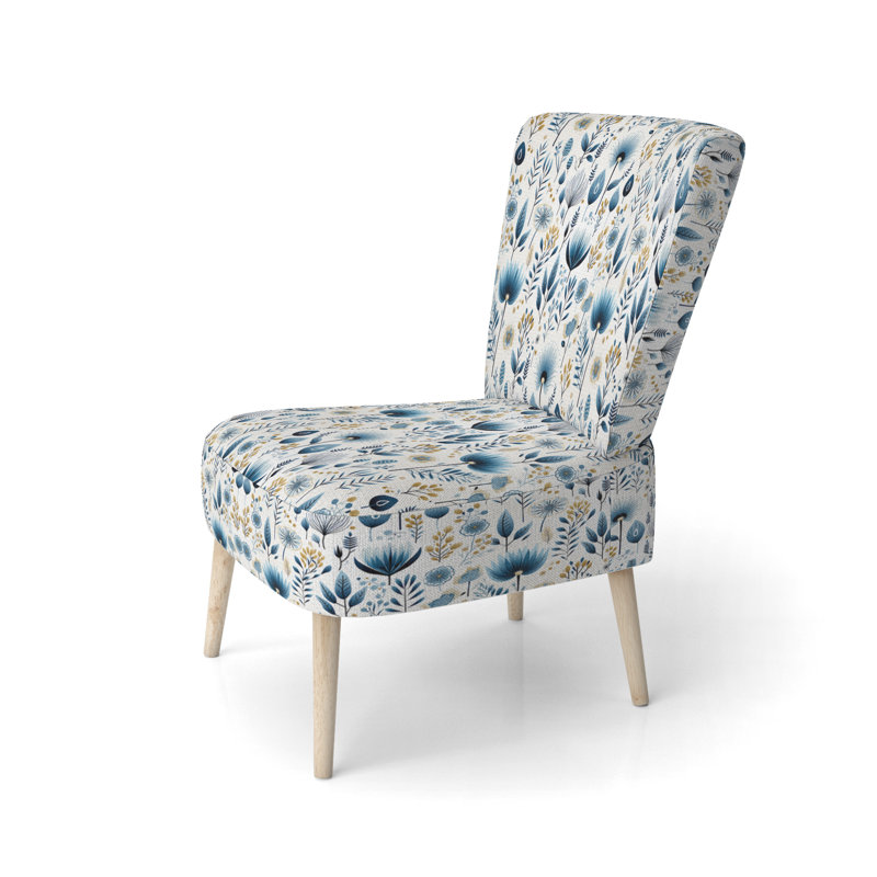 Chaise d'appoint Minimalist Blue Floral Charm Botanics - Velours