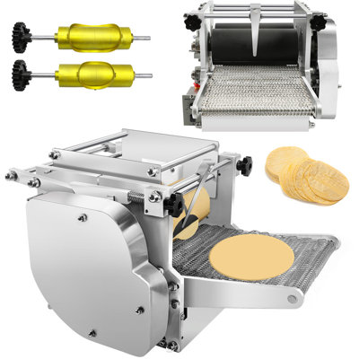 Electric Tortilla Maker with 2 Free Mold (4in+6in), Heavy Duty Commercial Automatic None-Stick Mexico Chapatti Corn Machine 1500-2000pcs/h Suitable for Produce Sopes Gorditas Roti Pita (Gold Roller)