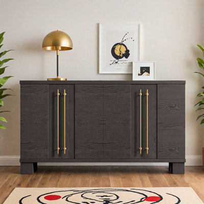 Buffet en bois avec tablettes réglables et poignées dorées - Meubles de rangement pour la cuisine, la salle à manger et le salon