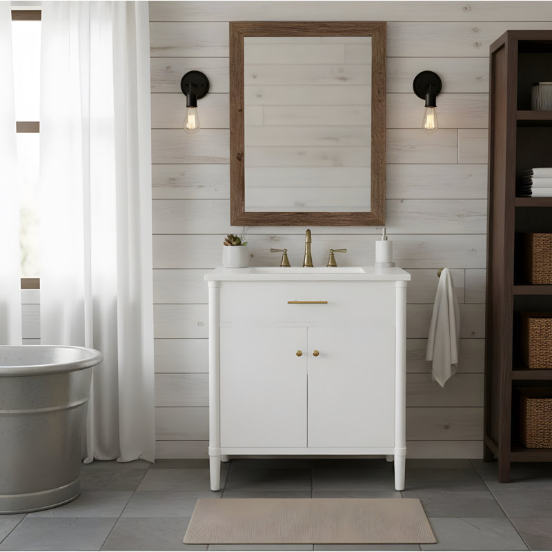Meuble-lavabo à profil courbé, Blanc