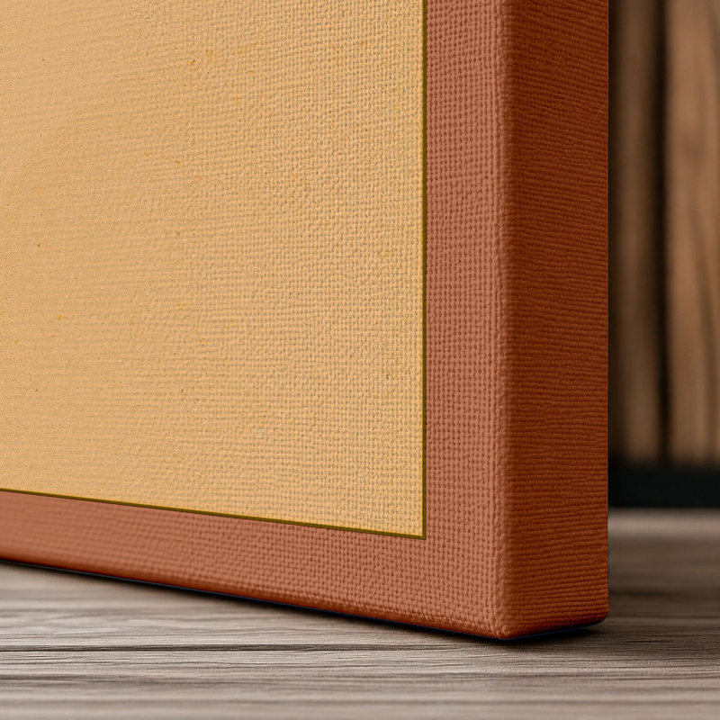 Curved Forms in Gold Minimalist - Wrapped Canvas, 36x24 - 91.4 x 61.0 cm, Terracotta Border