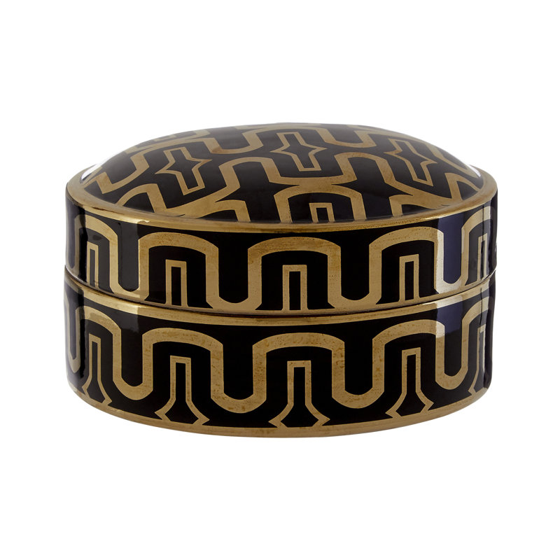 Everaldo Ceramic Decorative Box, 8cm H x 16cm W x 16cm D