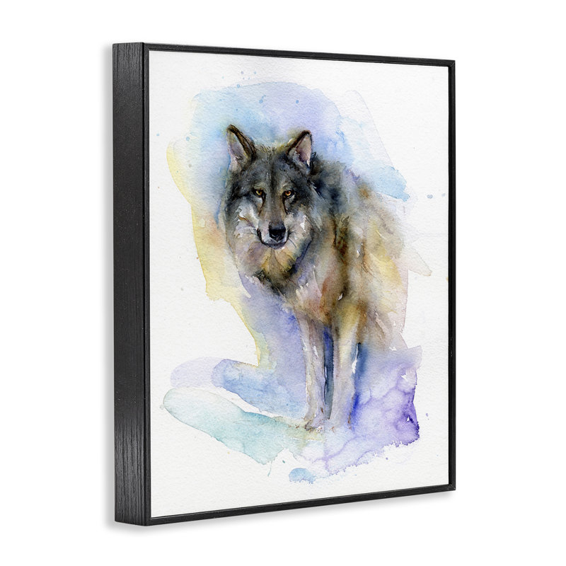 Aquarelle, loup dans la neige, estampe numérique par John Keeling, Giclée encadrée noir minuit, H 14 po x l 11 po