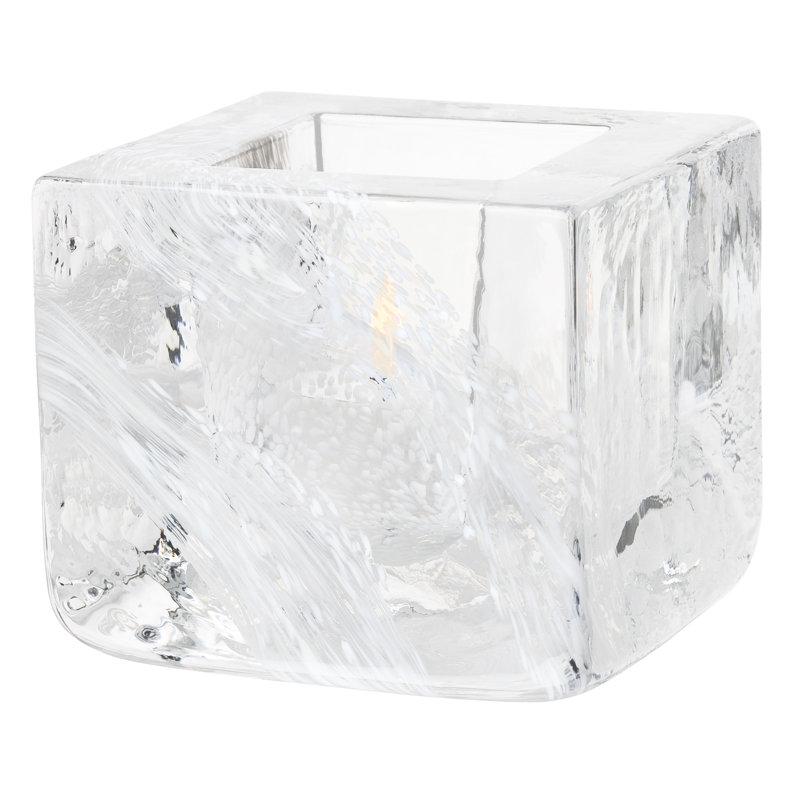 Brick 2.9528'' H Glass Tabletop Votive Holder, White