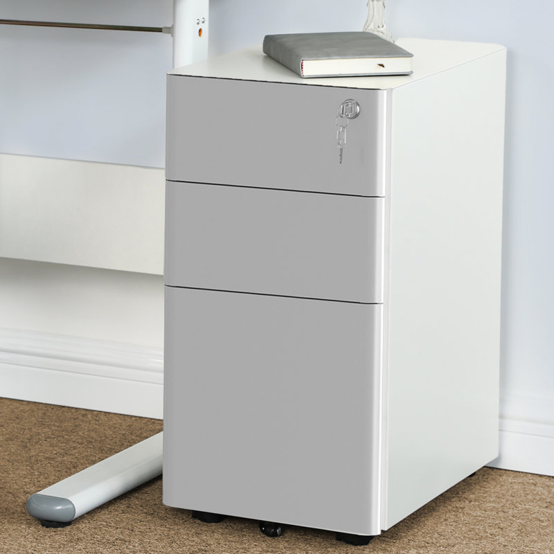 Domeniks 12'' Wide 3 -Drawer Mobile Steel File Cabinet, Gray