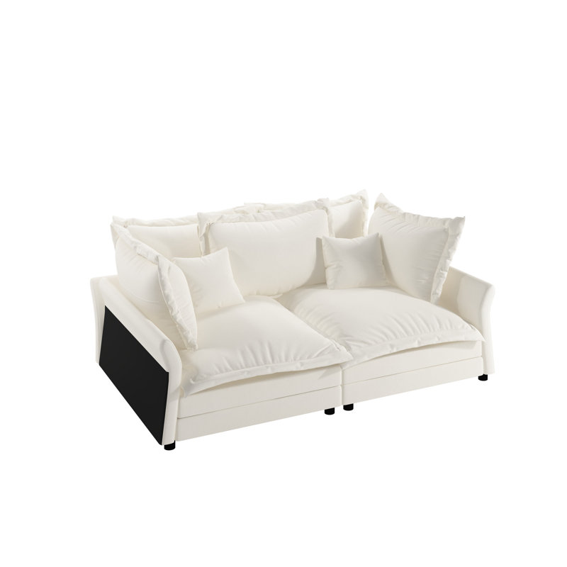 Canapé Alexys Beige de 87,95 po, confortable et moderne avec de nombreux matériaux et plusieurs coussins, stable de 800 lb, pour le salon de bureau de 87,95 po, coussins amovibles en mousse luxueuse et confortable, capacité, chambre