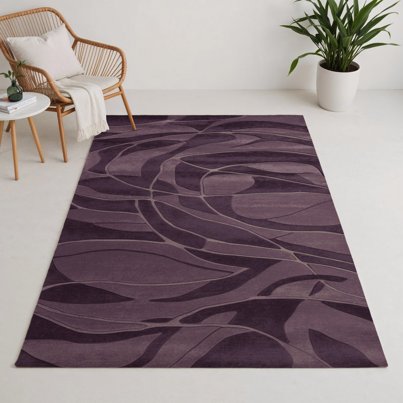 Tapis brun abstrait intérieur et extérieur, Rectangulaire 3 pi x 5 pi