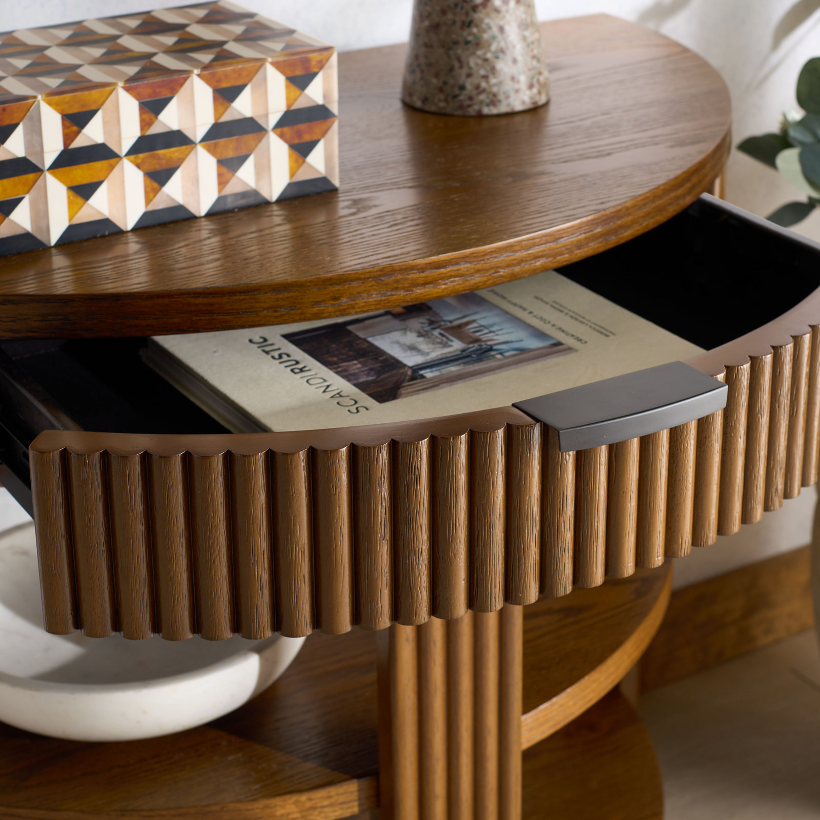 Christy 32" Console Table, Medium Oak