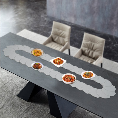Manual Swivel Adjustable Dining Table Food Serving Train Turntable