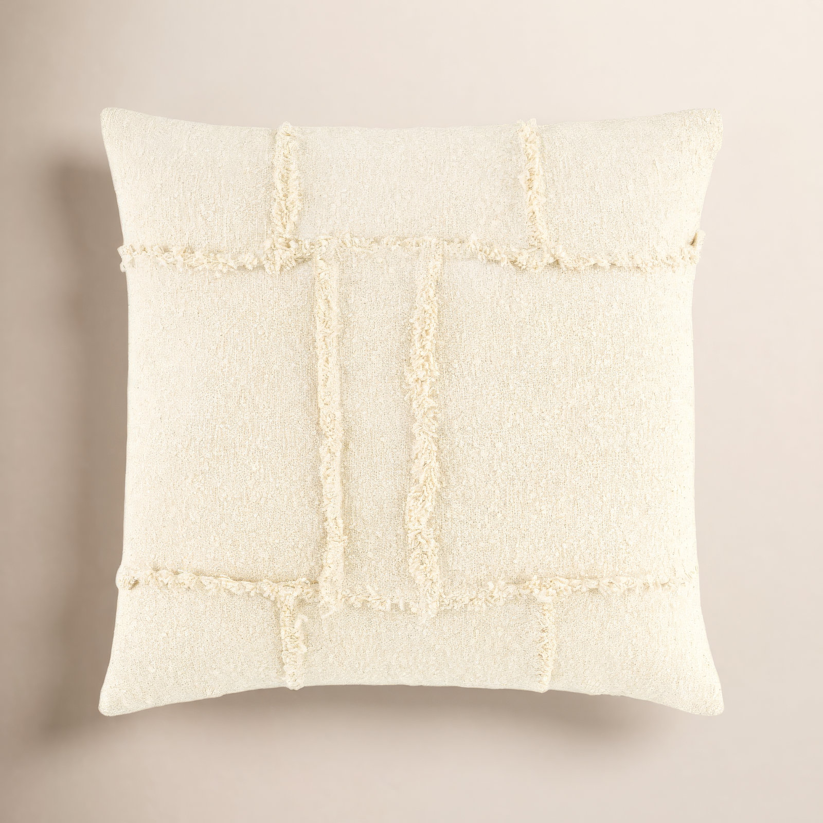 Yulara Accent Pillow Cover & Insert, Pillow Cover Only - No Insert, Square 18", Ivory