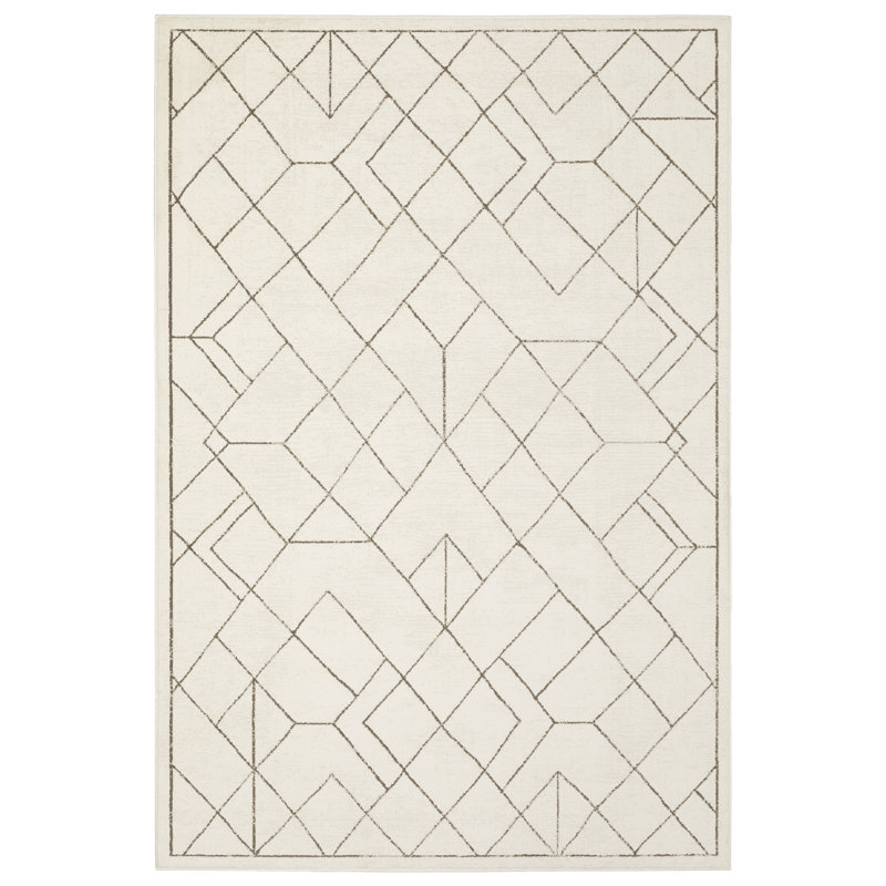 Tapis à motifs géométriques ivoire / taupe Arata Facets, Rectangle 7 pi 10 po x 10 pi 10 po