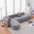 Modern  L shape boucle Sofa with curved seat