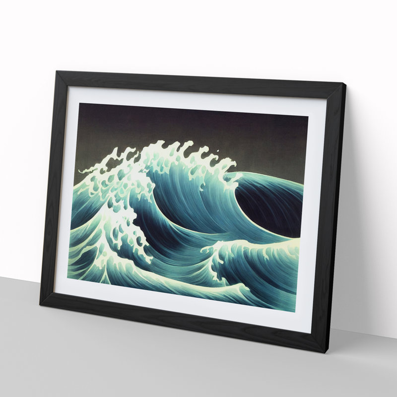 The Dreamy Ocean Wave - Single Picture Frame Print, Black, 46cm H x 64cm W