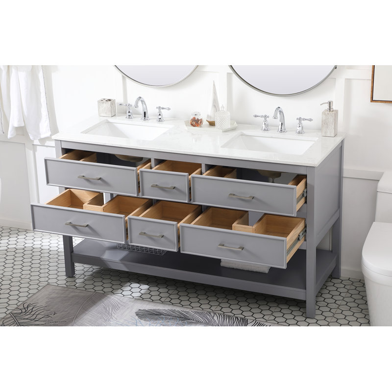 Ensemble de meuble-lavabo double 60 po Sinclaire, Gris