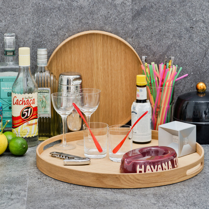 Menahan Solid Wood Tray, Oak, 3.5cm H x 45cm W x 45cm L