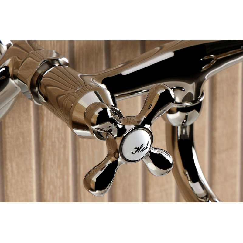 Kingston Brass Kingston Two-Handle 2-Hole Wall Mount Bathroom Faucet, Polished Nickel